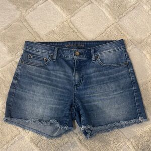Michael Kors Women's Frayed Hem Blue Jean Shorts